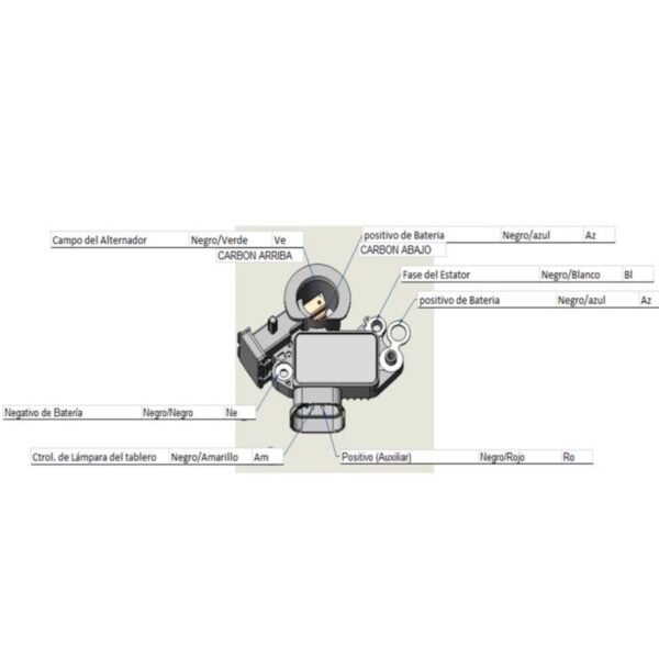Regulador alternador delco korea daewoo chevrolet aveo pontiac suzuki 12 volts 85 amps ( 2 terminales )